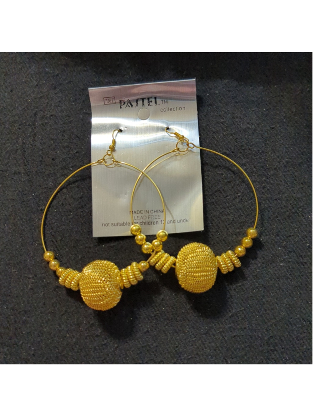 Pastel Collection Gold Tone Hoop Mesh Beaded Dangle Statement Earrings